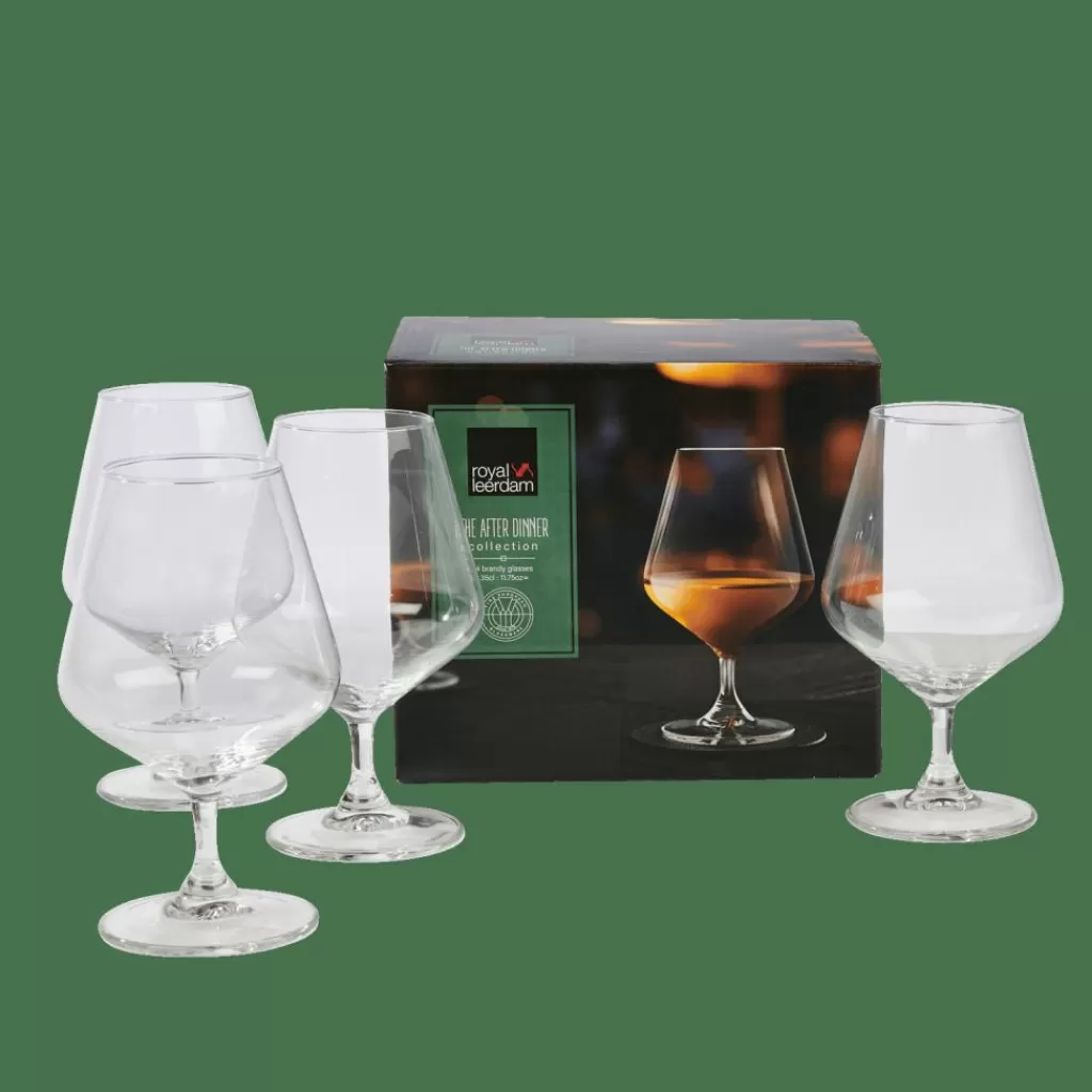 CASA - Juego Elegante de 4 Copas para Coñac y Cócteles | Cristal Transparente | Ideal para Postres y Celebraciones
