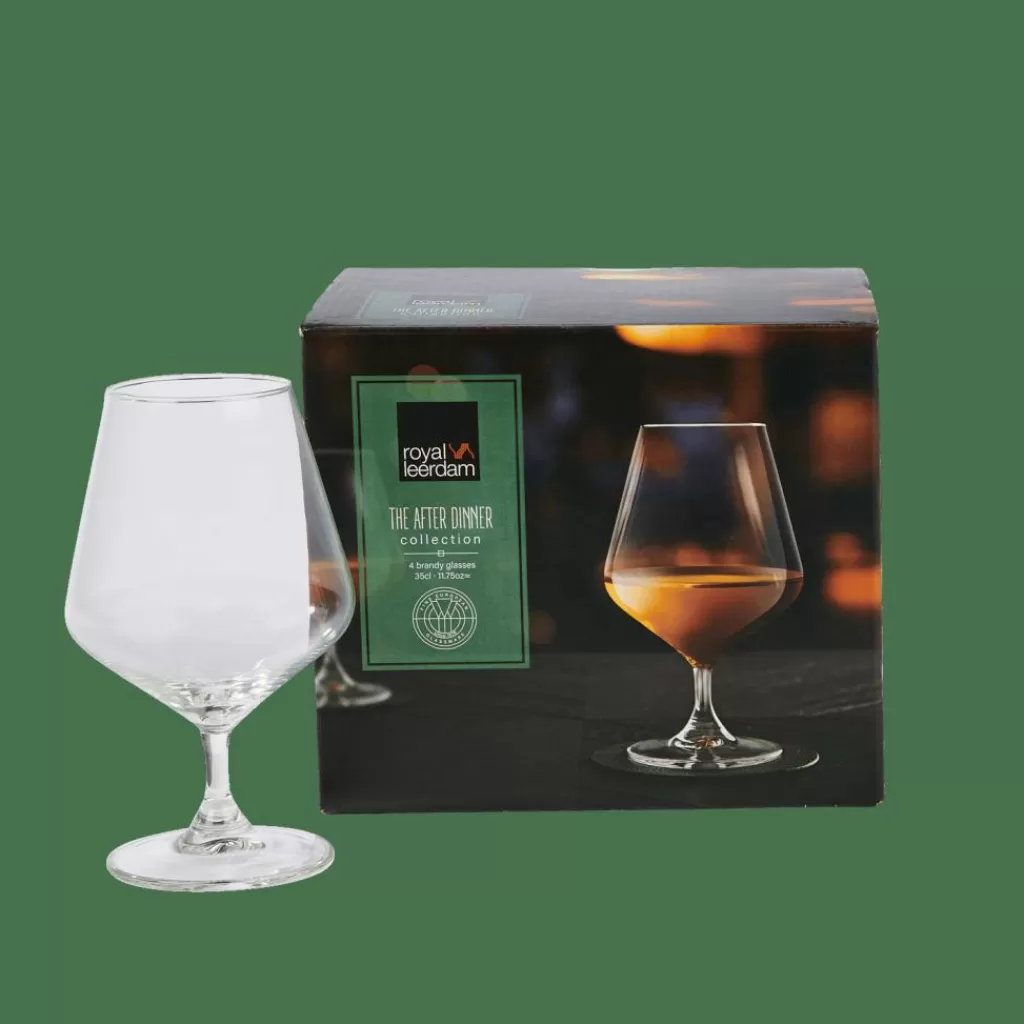 CASA - Juego Elegante de 4 Copas para Coñac y Cócteles | Cristal Transparente | Ideal para Postres y Celebraciones