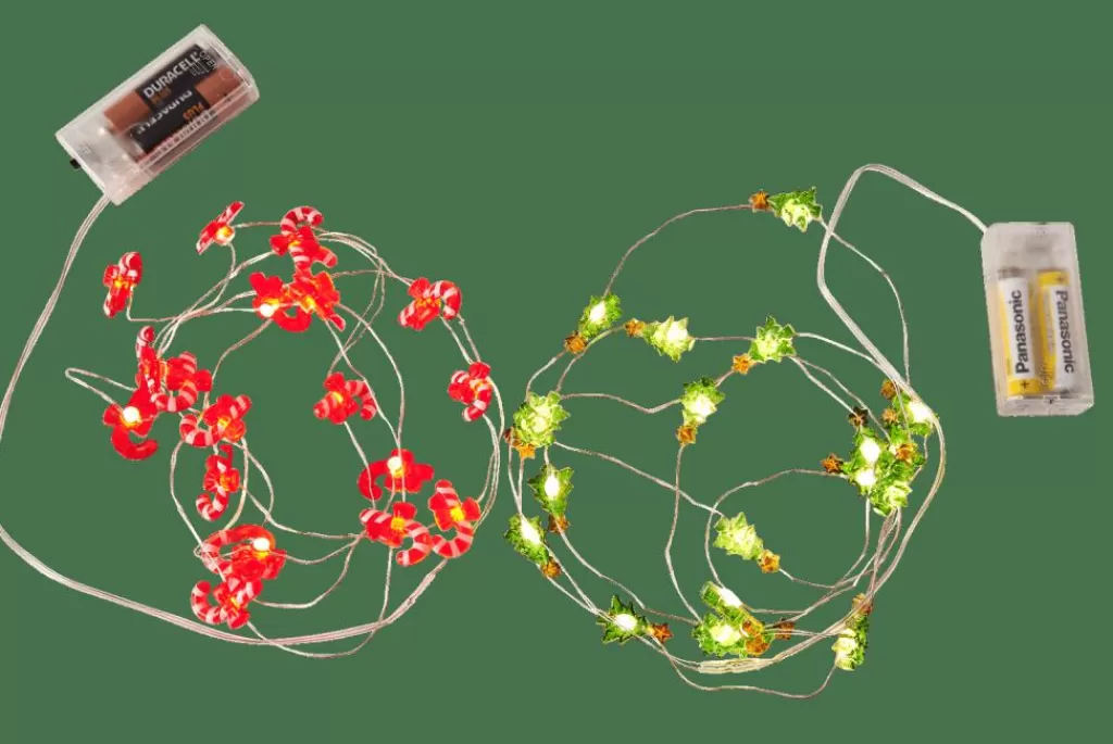 CASA ARO: Tira Decorativa LED con 20 Luces | 2 Diseños en Rojo y Verde | Hilos Brillantes para Ambientes Únicos