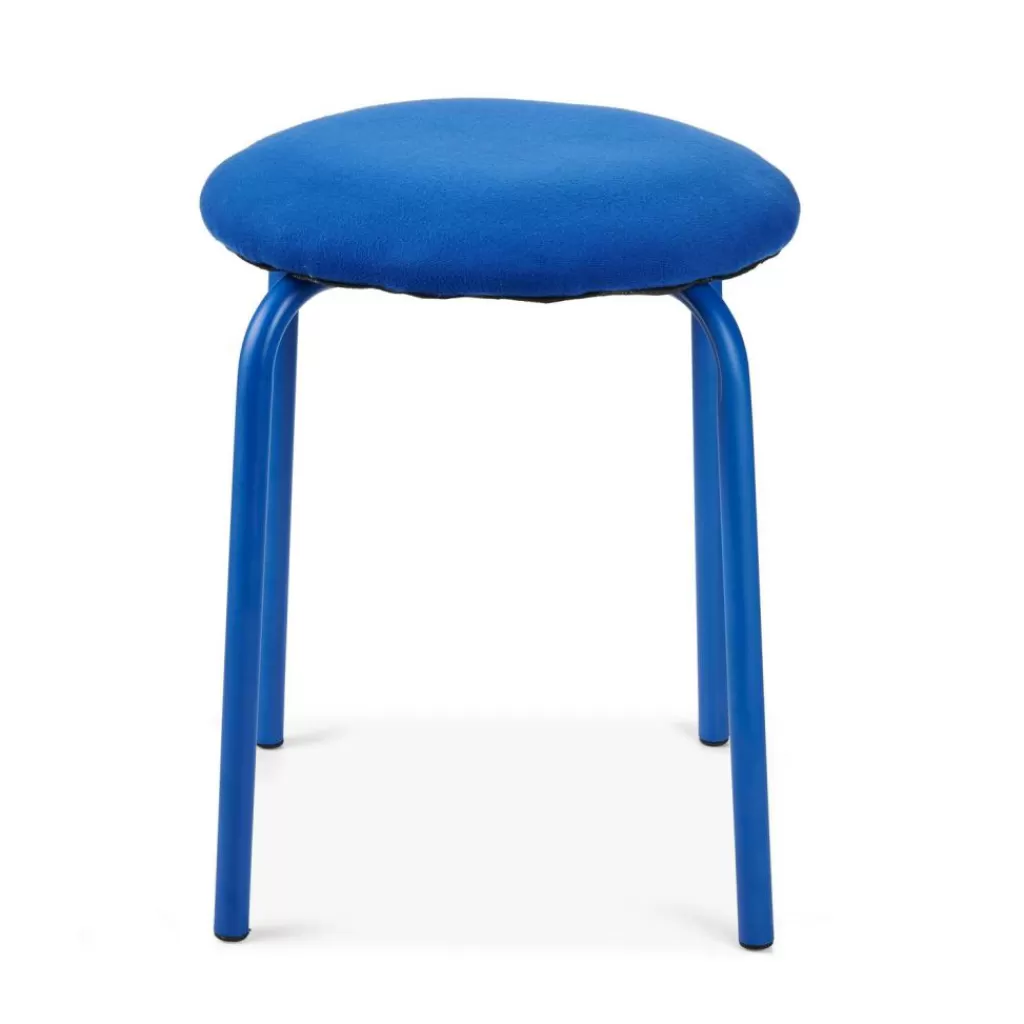 Taburete Azul Moderno para Sala - Diseño Elegante Casa Athena | Silla Auxiliar Tapizada con Estilo Minimalista