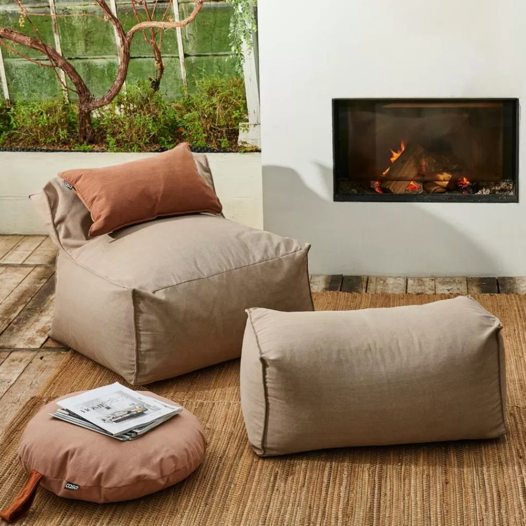 🌟 Puff de Diseño CASA BAGIE en Arena - Cojín Tapizado en Chenille Suave para Salón, Elegancia y Comodidad en Sofás