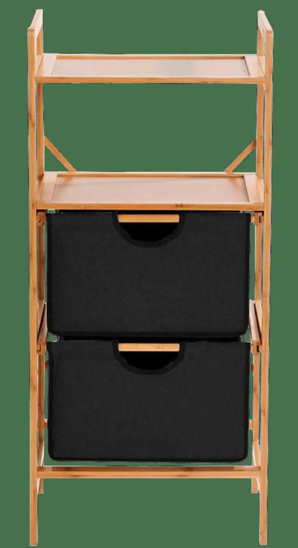 Mueble Organizador CASA BAMBOO con 2 Cajones – Diseño Moderno en Negro y Natural, Ideal para Espacios Pequeños