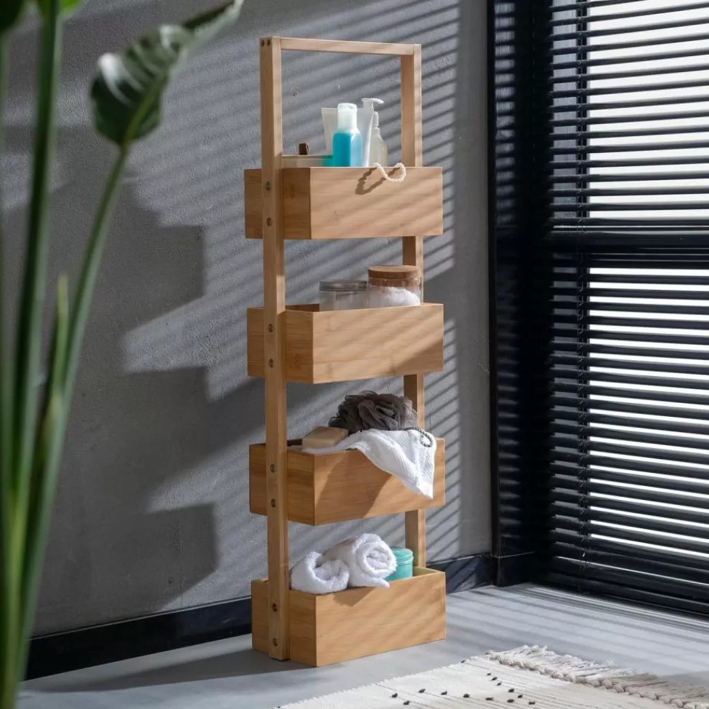 Estanterías Multiusos de Bambú Natural CASA BAMBOO - Organizadores Ecológicos para Pared 

(，，