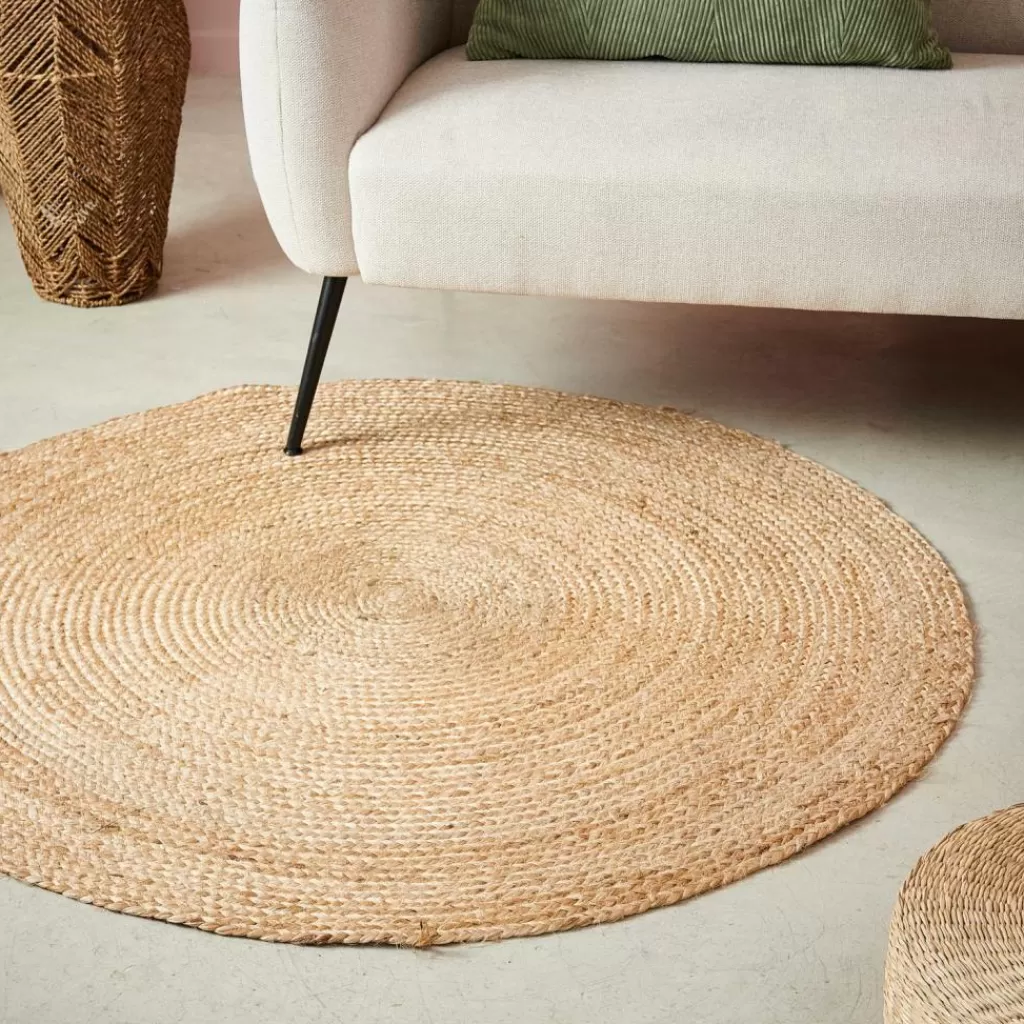 Alfombra Trenzada Casa - Tejido Artesanal con Materiales Naturales para Interiores, Diseño Acogedor en Beige para Salas y Dormitorios, Estilo Sostenible con Confort y Elegancia