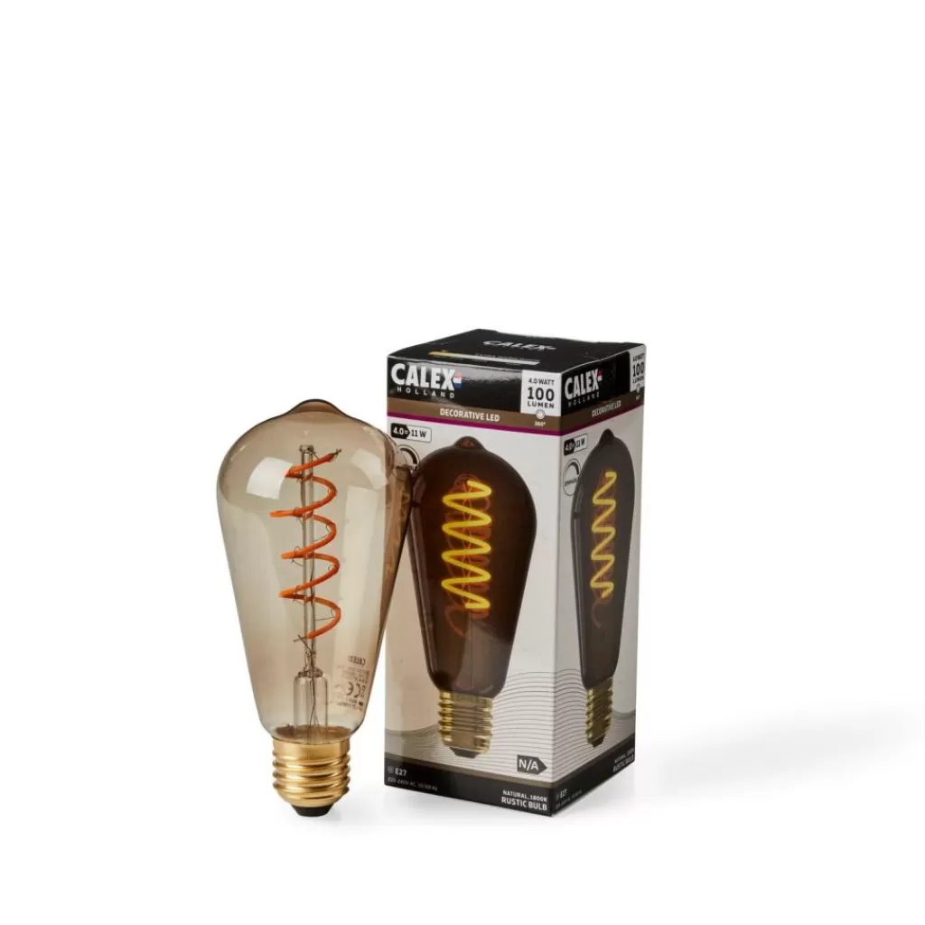 Bombilla LED vintage estilo CASA CALEX - Foco decorativo con filamento visible, rosca E27 en tono marrón cálido para ambientes acogedores
