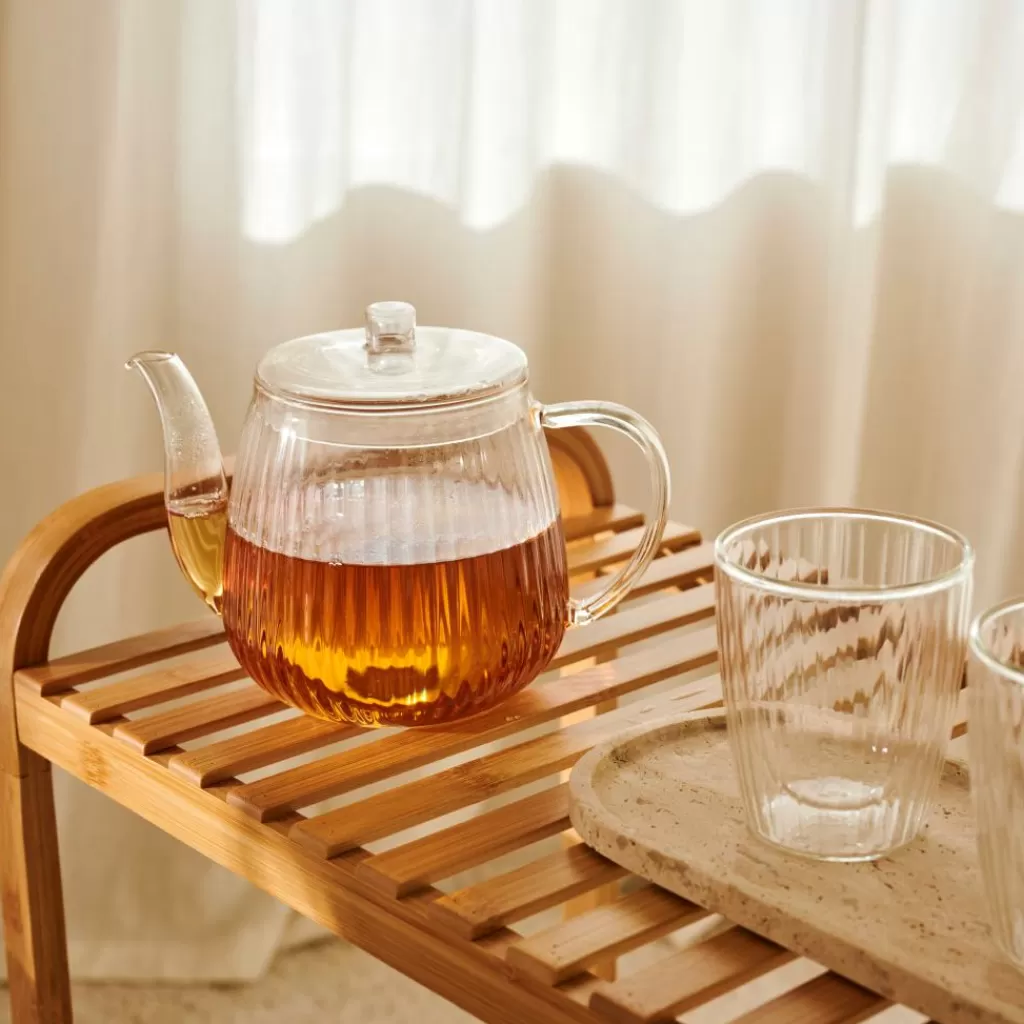 CASA CAMILLE - Juego de 6 Tazas para Té de 550ml, Vidrio Transparente - Vajilla Elegante para Infusiones