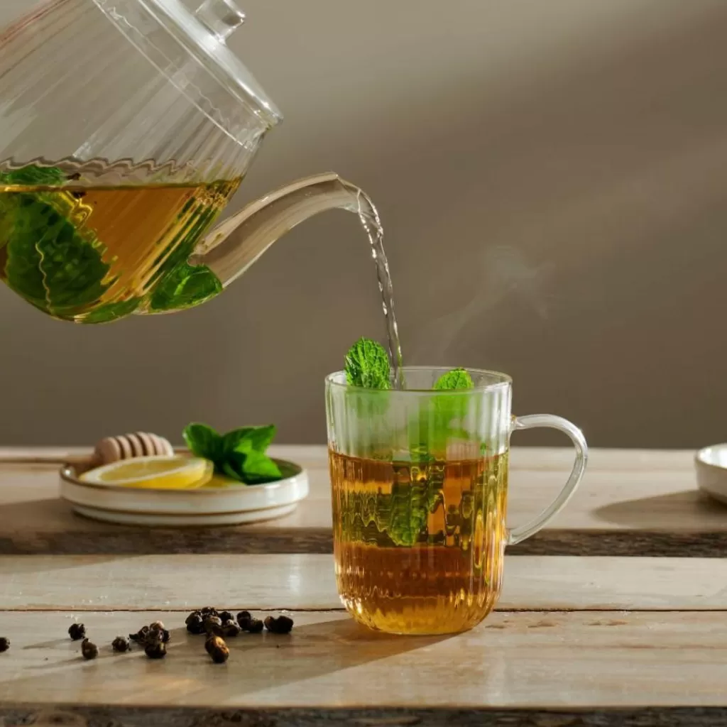 CASA CAMILLE - Juego de 6 Tazas para Té de 550ml, Vidrio Transparente - Vajilla Elegante para Infusiones