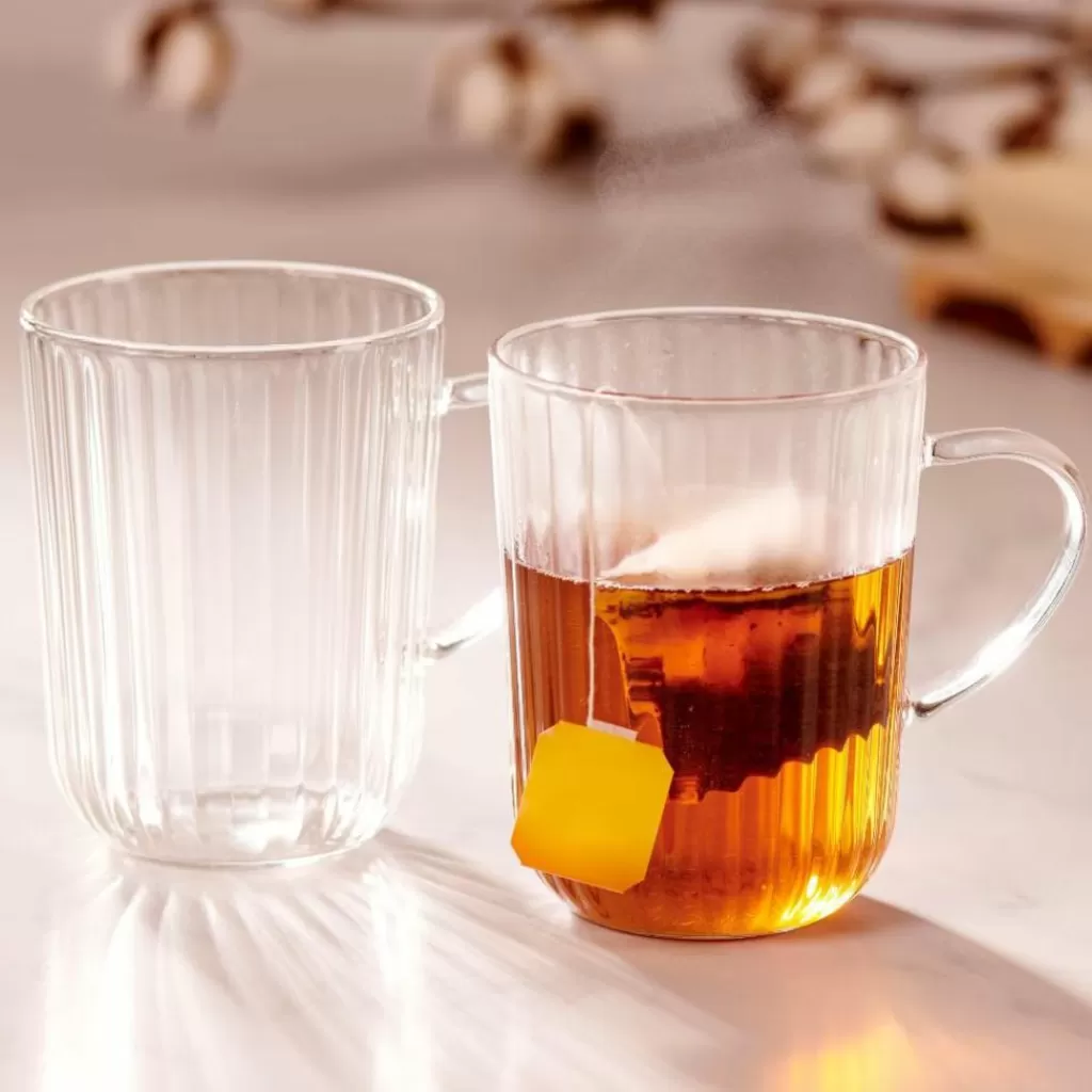 CASA CAMILLE - Juego de 6 Tazas para Té de 550ml, Vidrio Transparente - Vajilla Elegante para Infusiones