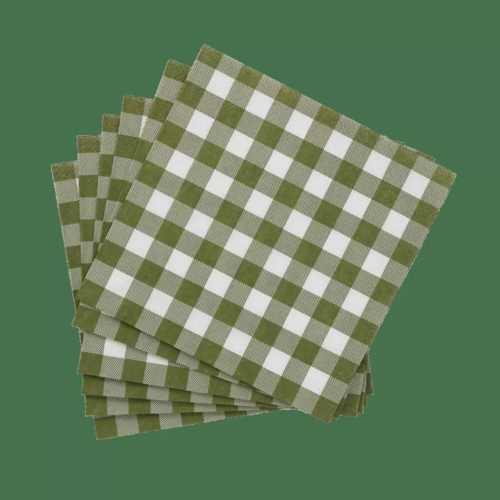 Juego de 20 Servilletas Ecológicas Check Verde - Diseño Moderno y Práctico