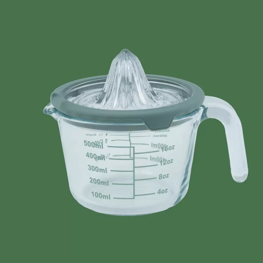 Exprimidor CASA CUISINO - 500ml para jugos naturales, diseño transparente con toque verde vibrante ¡Extrae hasta la última gota!