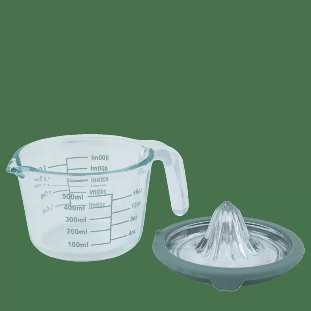 Exprimidor CASA CUISINO - 500ml para jugos naturales, diseño transparente con toque verde vibrante ¡Extrae hasta la última gota!