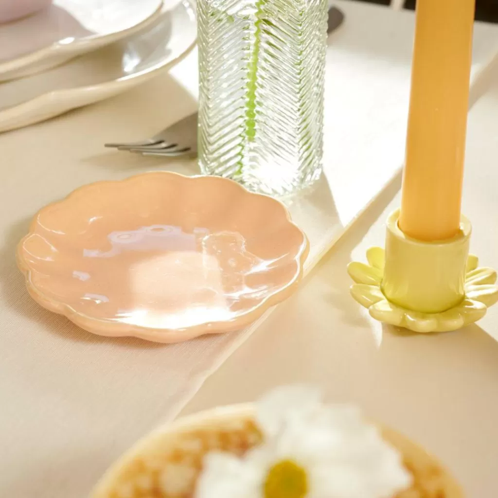 Plato decorativo naranja Dahlia · Vajilla moderna para comedor · Diseño artesanal