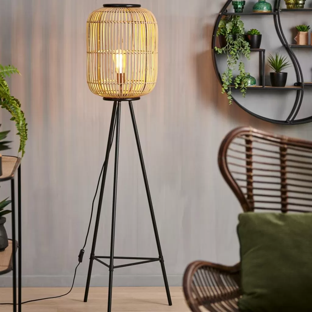 Lámpara de Tierra Emilie - Modelo Negra con Base Decorativa para Interiores Modernos