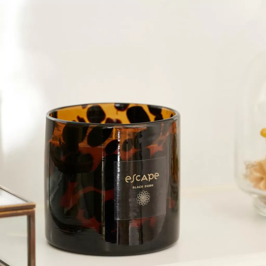 Velas Aromáticas de Oud Negro - Fragancia Exclusiva en Envase Decorativo (Negro, Marrón, Multicolor) | Ambientador Natural con Aromas Relajantes | Colección Casa Escape - Tonos Clásicos y Modernos