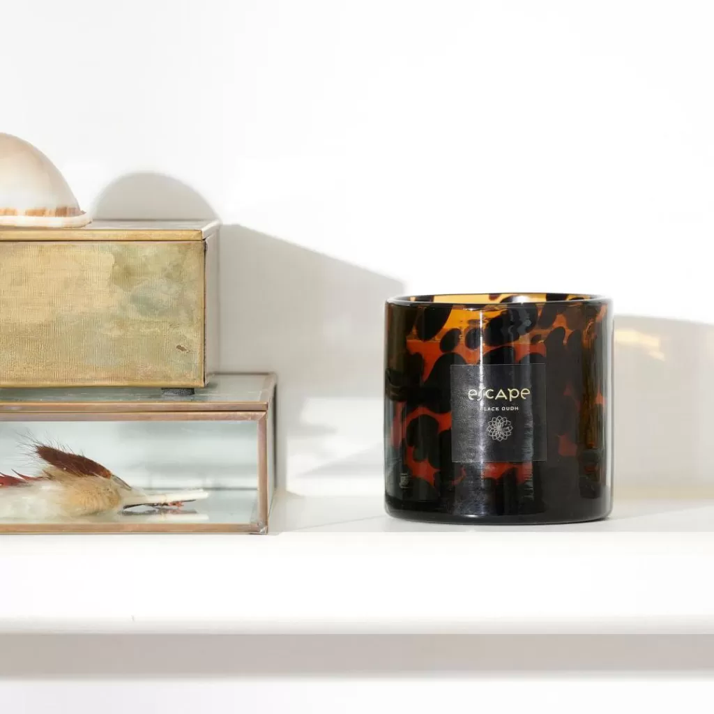 Velas Aromáticas Hogar Escape - Black Oudh | Ambientales en Marrón Terroso, Ocre y Diseño Multicolor | Fragancia Artesanal + Afinidad con la Naturaleza