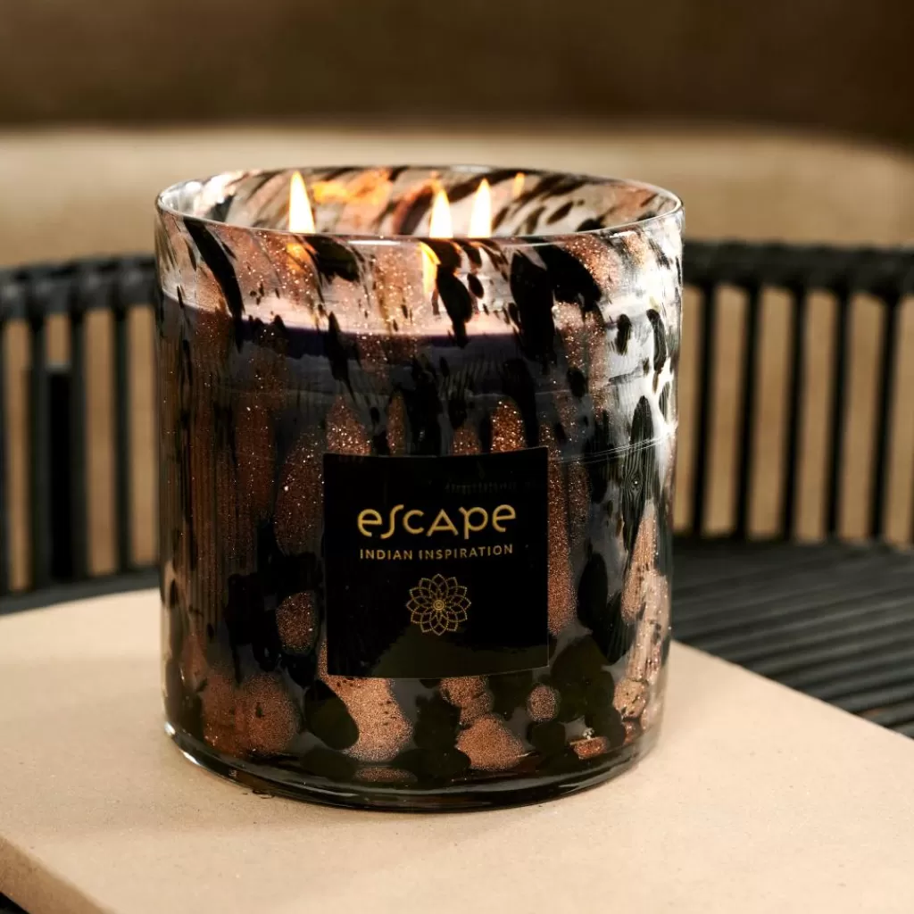 Velas Aromáticas ESENCIA DEL HOGAR - Inspiración India en Frascos Artesanales | Colores Ébano, Cobre y Joya | Ambientadores Naturales con Esencia Exótica