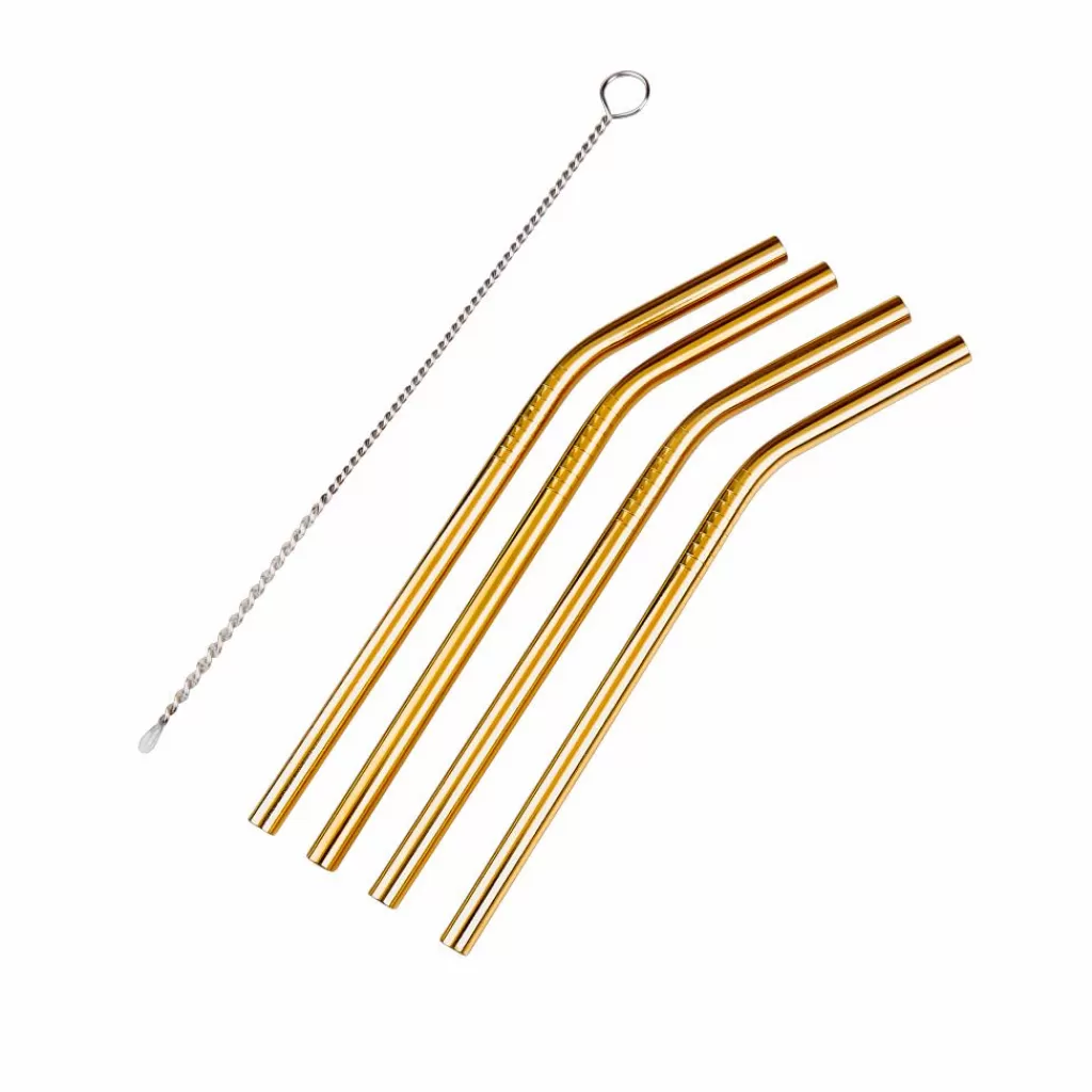 Casa Fancy - Juego de Pajitas Reutilizables con Cepillo Plateado para Cócteles - Kit de Limpieza Elegante