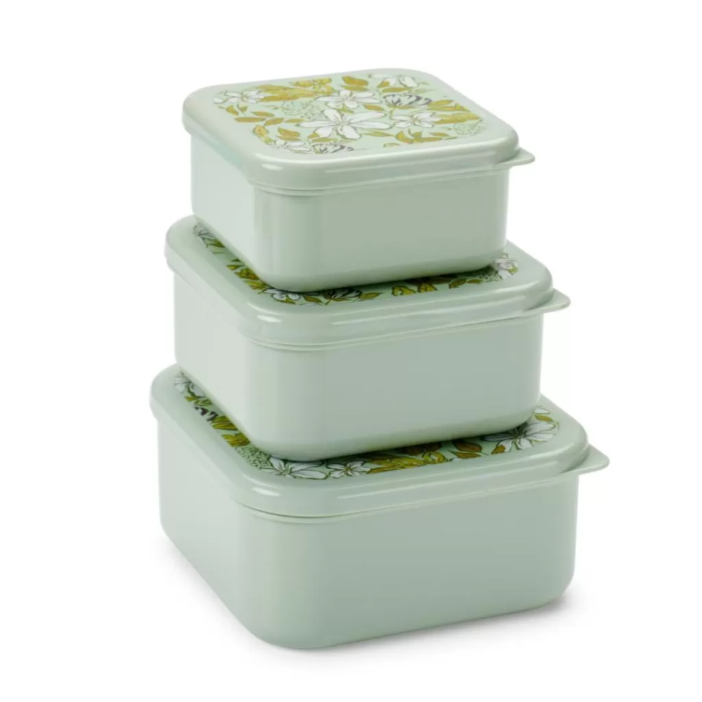 CASA FRESHMOOD: Juego de 3 Recipientes para Snacks con Diseño Loulou - En Tonos Verdes Refrescantes, Perfectos para Conservar Alimentos
