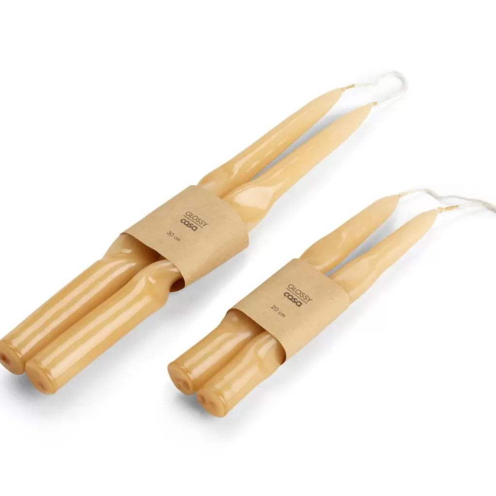 Velas Aromáticas Casa Glossy - Modelo Candela S/2 en Tonos Beige, Decoración Elegante para Ambientes Acogedores
