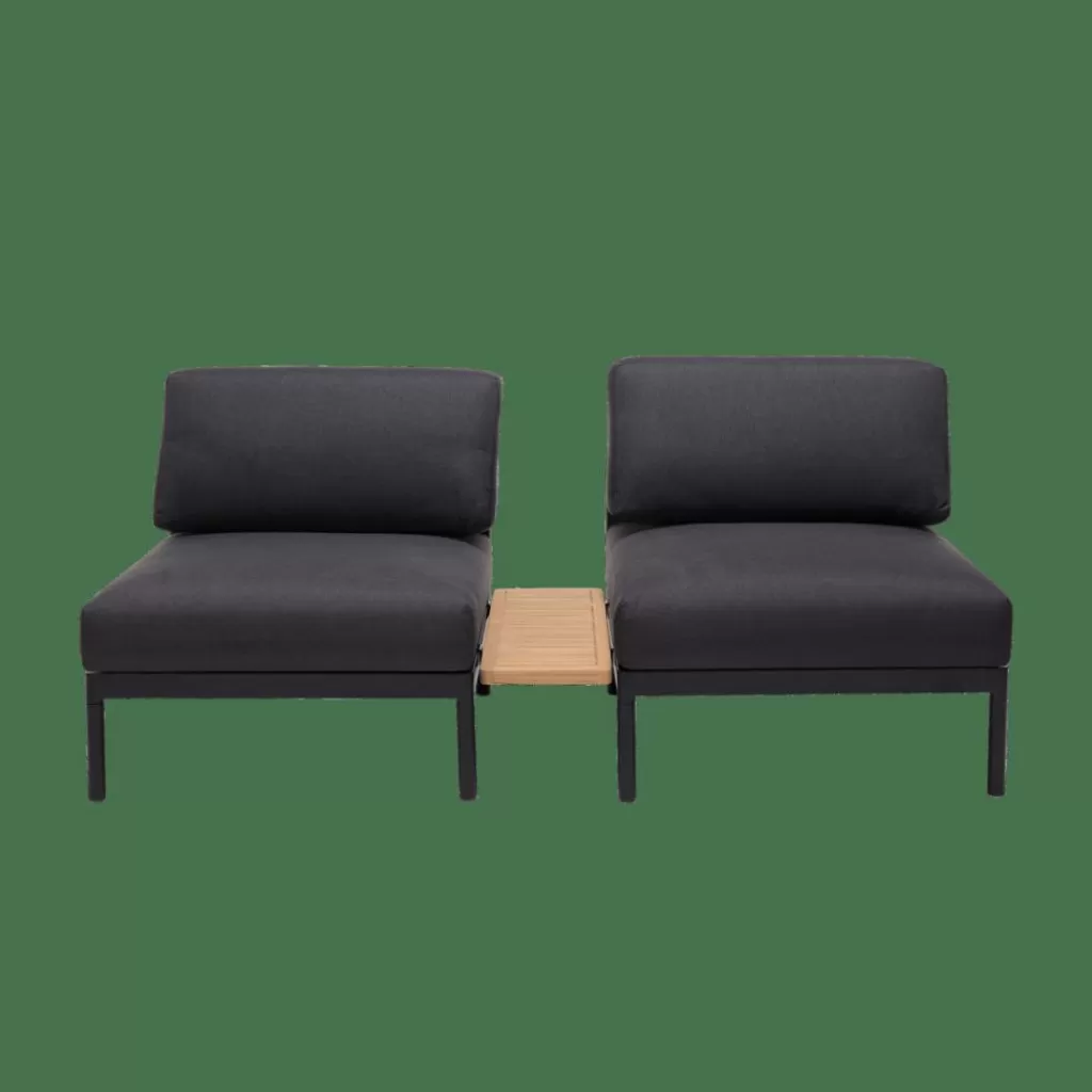 Conjunto Lounge Exterior CASA HANNA - Mesas Auxiliares en Negro y Beige con Acabado Rústico para Terraza o Jardín