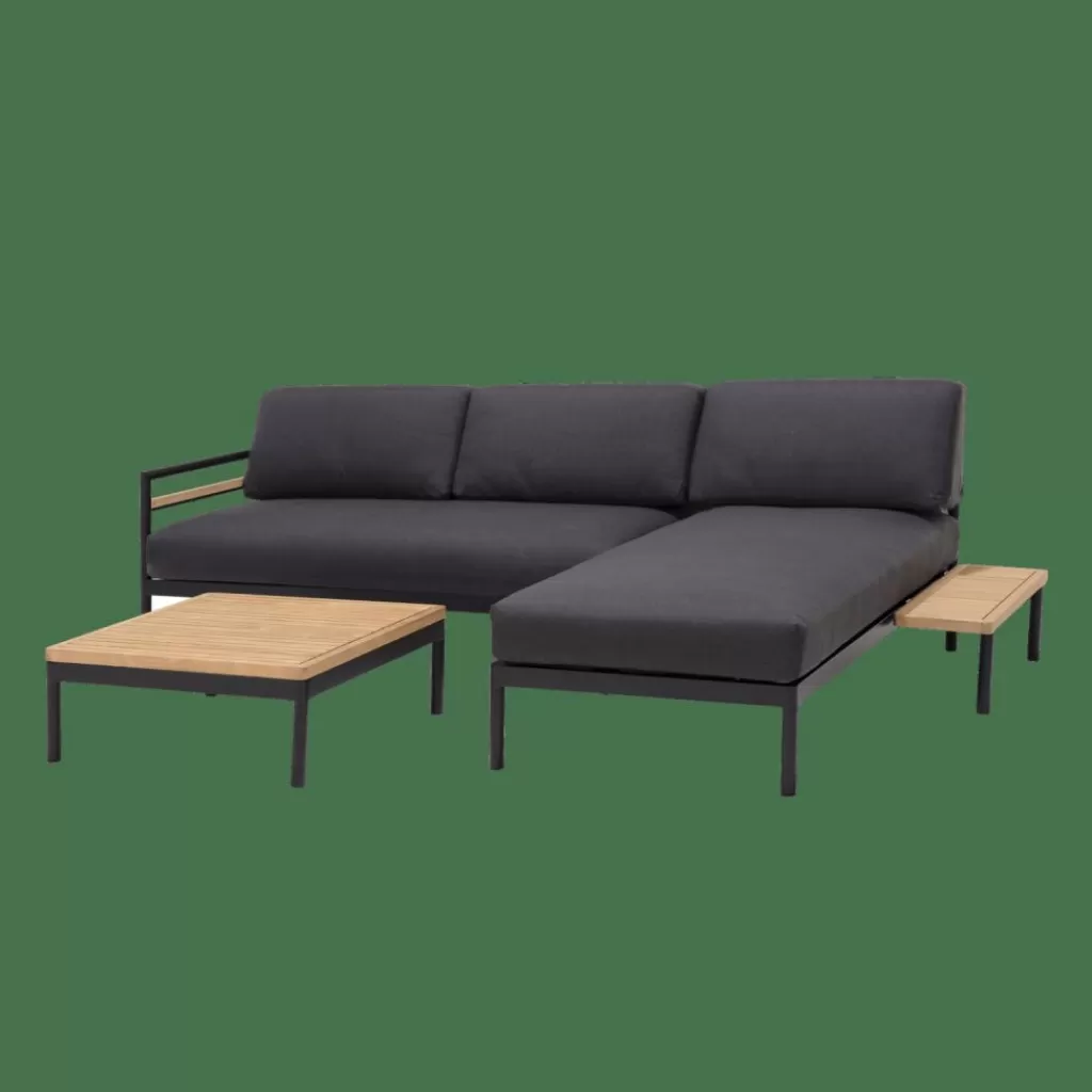Conjunto Lounge Exterior CASA HANNA - Mesas Auxiliares en Negro y Beige con Acabado Rústico para Terraza o Jardín