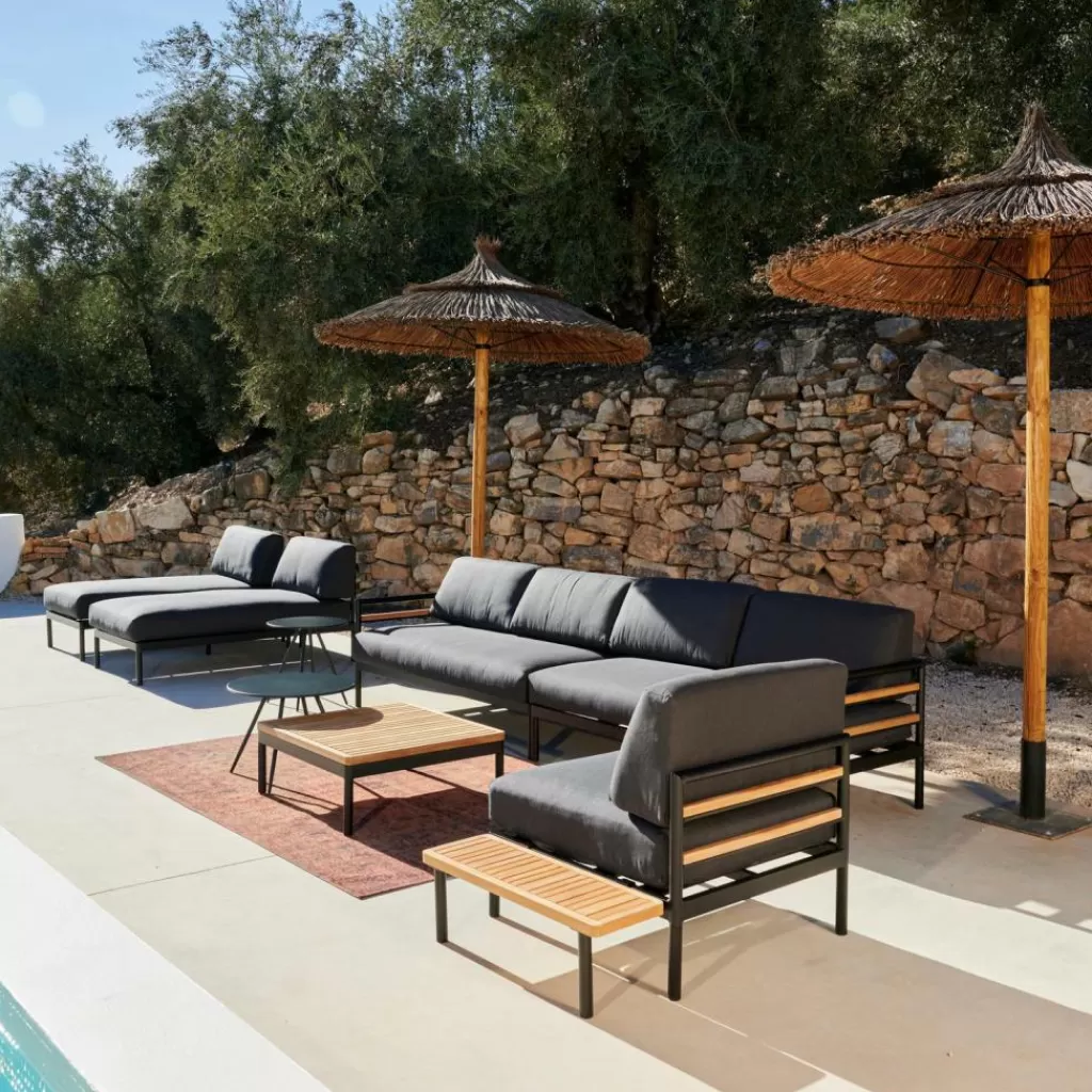 CASA HANNA Sillón Relax Sdraio en Negro - Juego de Tumbonas Premium para Exteriores