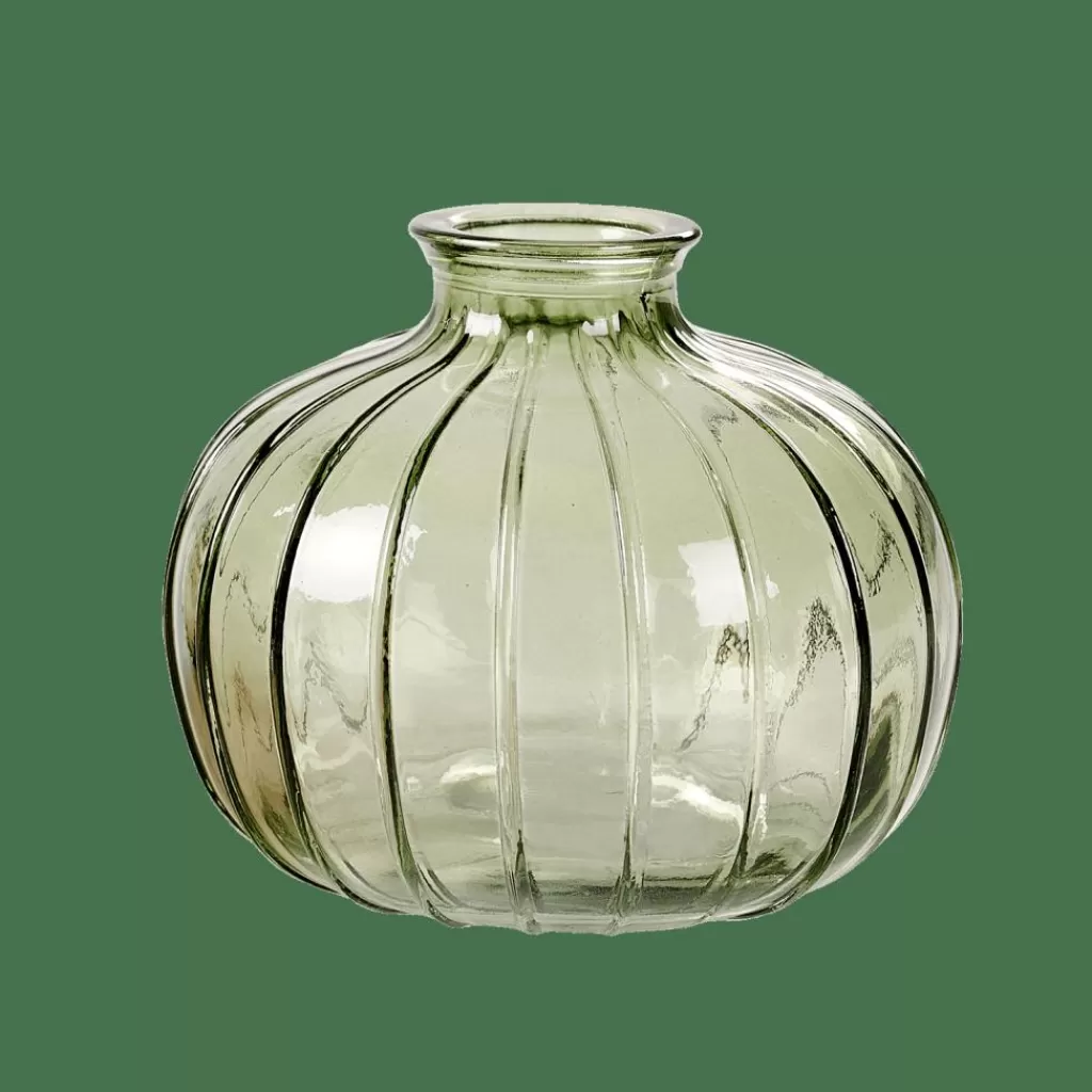 CASA JULIA · Jarrón Artesanal Verde Musgo con Detalles Otoñales · Colección Tierra y Hojas · Decoración de Temporada