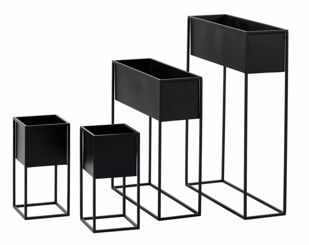 Maceta Moderna para Plantas en Negro Elegante con Soportes Integrados - Casa Largo Diseño Funcional
