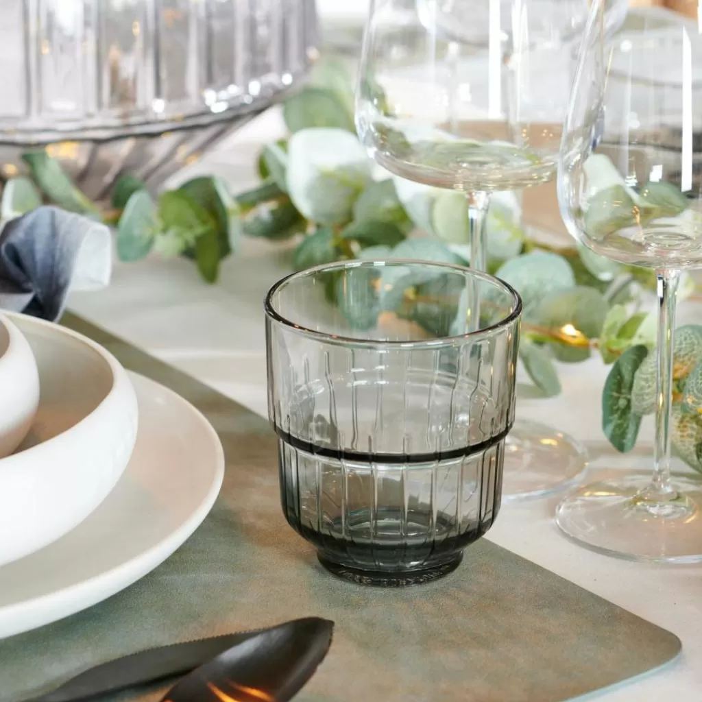 Juego de Vasos Elegantes CASA LINQ - Cristal de 35.5cl en Gris Perla, Diseño Moderno para Bebidas Frías