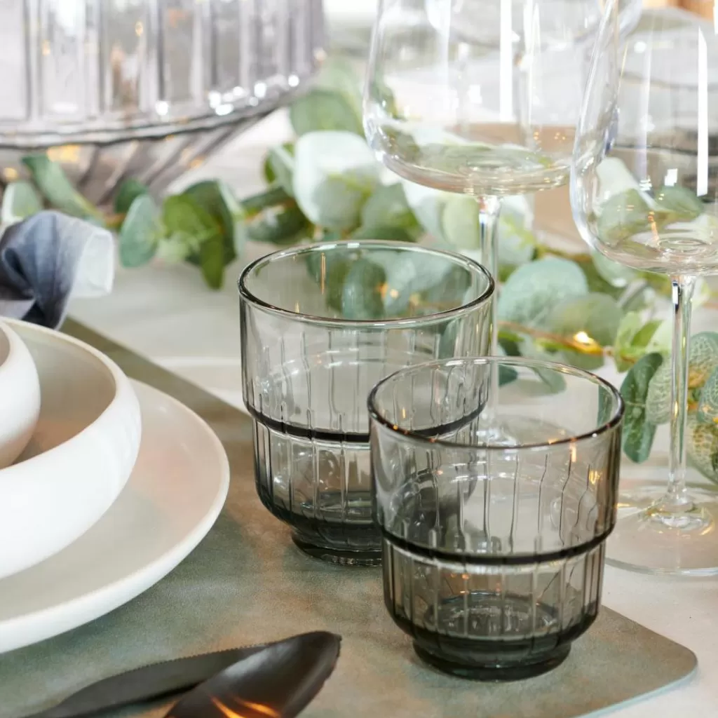 Juego de Vasos Elegantes CASA LINQ - Cristal de 35.5cl en Gris Perla, Diseño Moderno para Bebidas Frías
