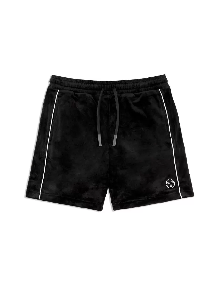 Sergio Tacchini - Colección Archivio: Pantalón Corto en Velour Lioni, Conjunto Deportivo Ébano Elegante