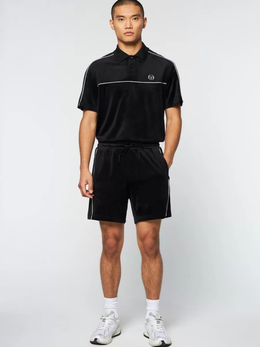 Sergio Tacchini - Colección Archivio: Pantalón Corto en Velour Lioni, Conjunto Deportivo Ébano Elegante
