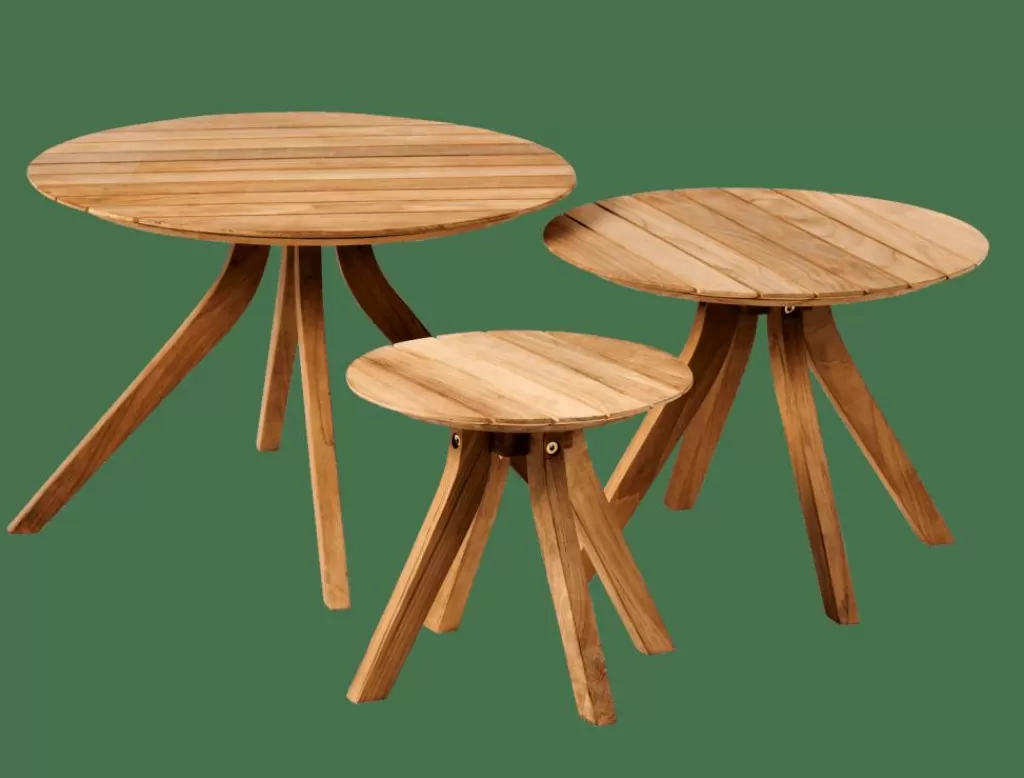 CASA MARROW - Juego de Mesa y Mesitas para Jardín con Estilo Natural | Diseño en Madera Maciza para Exteriores Acogedores