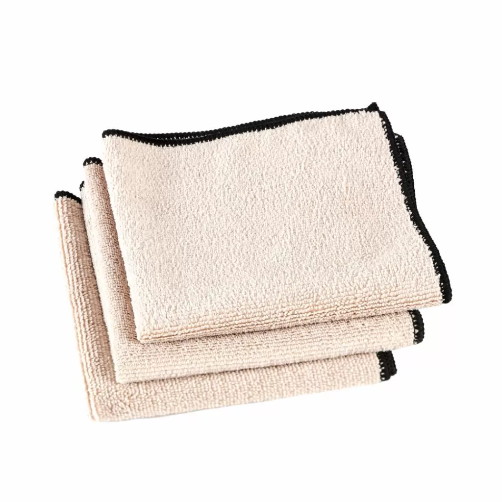 Juego de 3 Paños Multiusos Microfibra - Toallas de Cocina Absorbentes en Tono Caqui