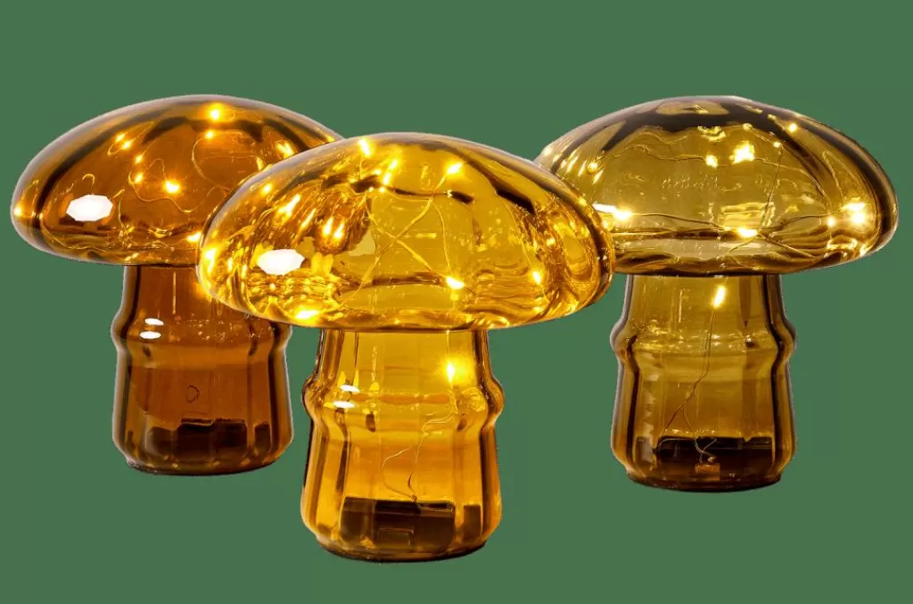 Lámpara de Mesa CASA MUSHRO - Ambiente Otoñal en Tonos Dorados para Decoración Hogareña
