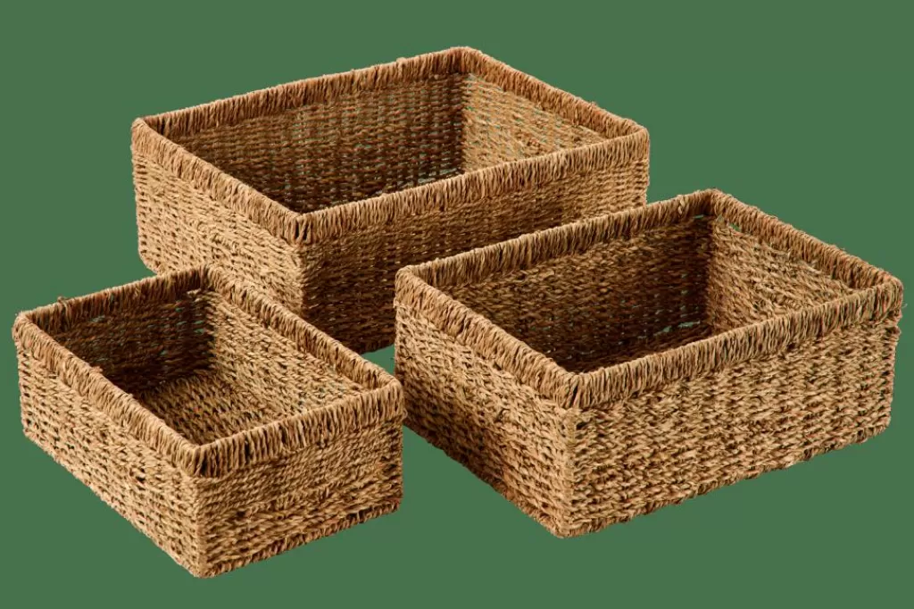 CASA MYKONOS - Organizador de Cajón Grande en Mimbre Natural, Estilo Mediterráneo