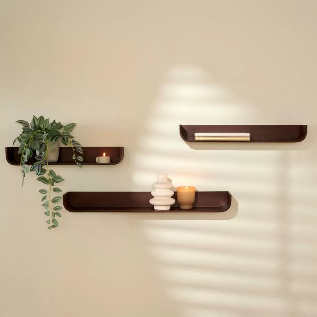 CASA NOMA - Estante Flotante Moderno 3 Niveles en Tono Roble - Repisas de Pared para Organizar tu Espacio