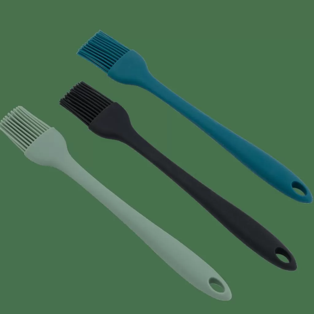 Pincel Culinario CASA OSAKA - Set Profesional de Brochas Antideslizantes en Gris, Verde y Azul para Utensilios de Cocina