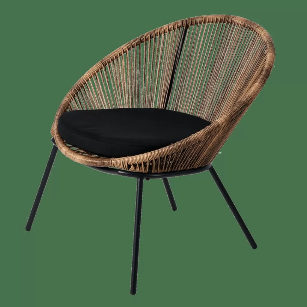 Casa Papayo: Sillón Lounge Acogedor con Almohadón en Material Natural - Diseño Premium para tu Salón