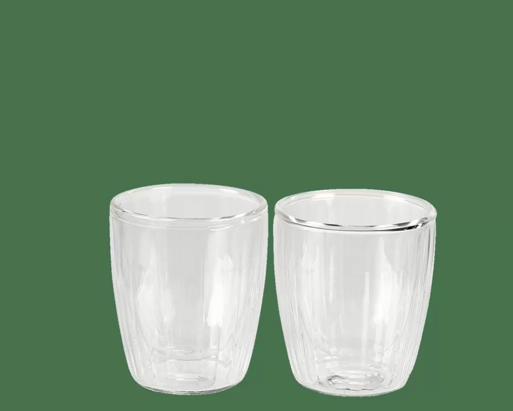 Juego de 2 Tazas para Café y Té de Cristal Transparente - Serie Parete II, 125ml - CASA PAUSA