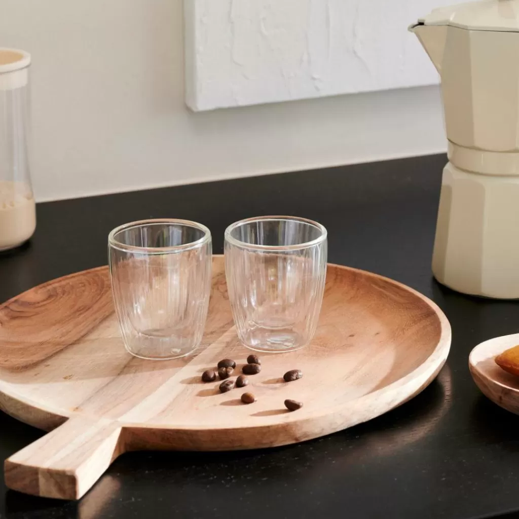 Juego de 2 Tazas para Café y Té de Cristal Transparente - Serie Parete II, 125ml - CASA PAUSA