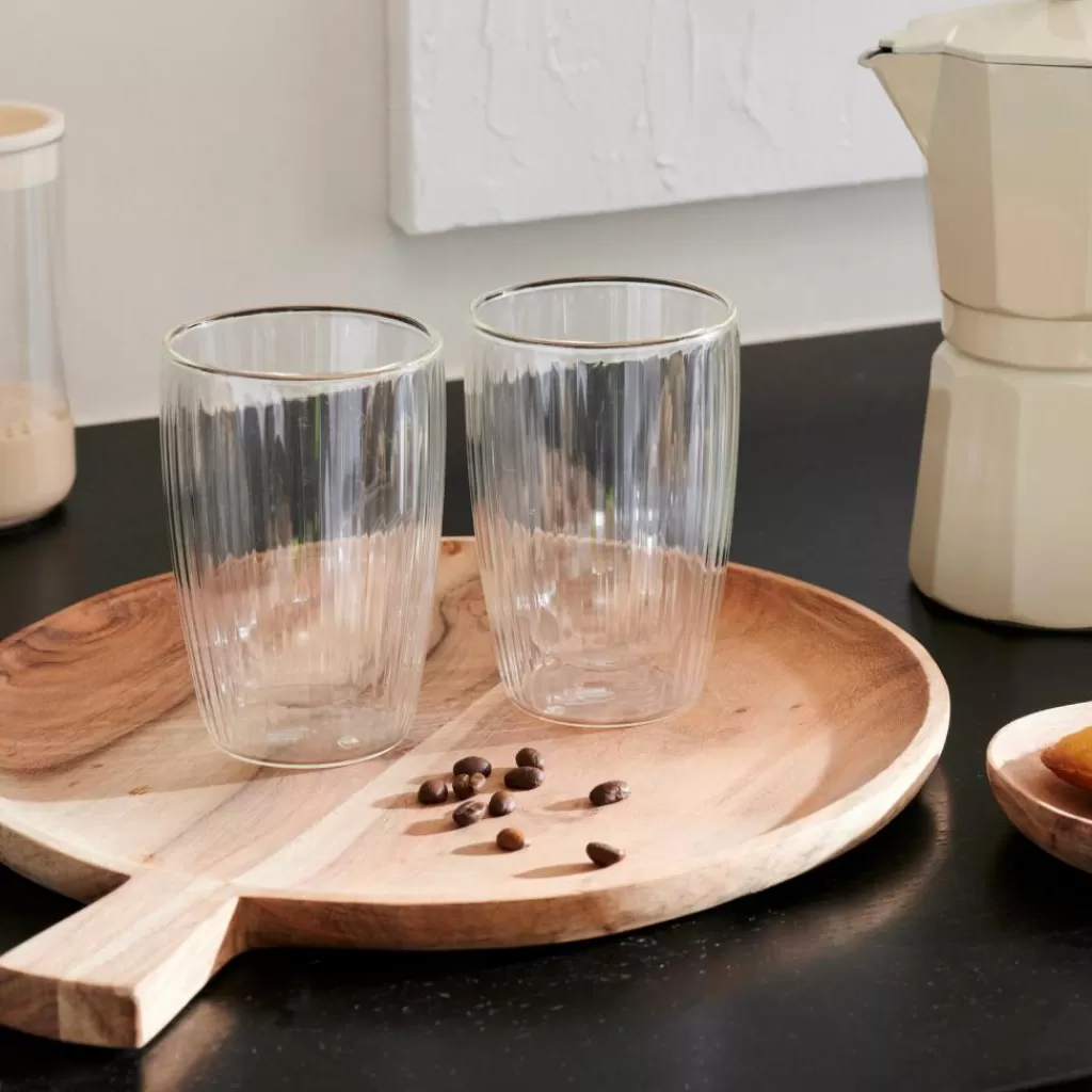 Vasos de Cristal Transparente para Café y Té, Juego de 2 Unidades 350ml - Diseño Elegante con Doble Pared, CASA PAUSA