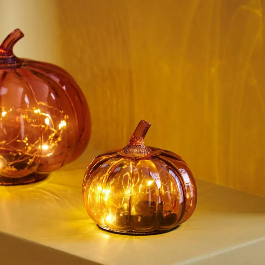 Lámpara Calabaza - Decoración Otoñal en Tonos Dorados para Halloween · Ambiente Mágico en tu Hogar