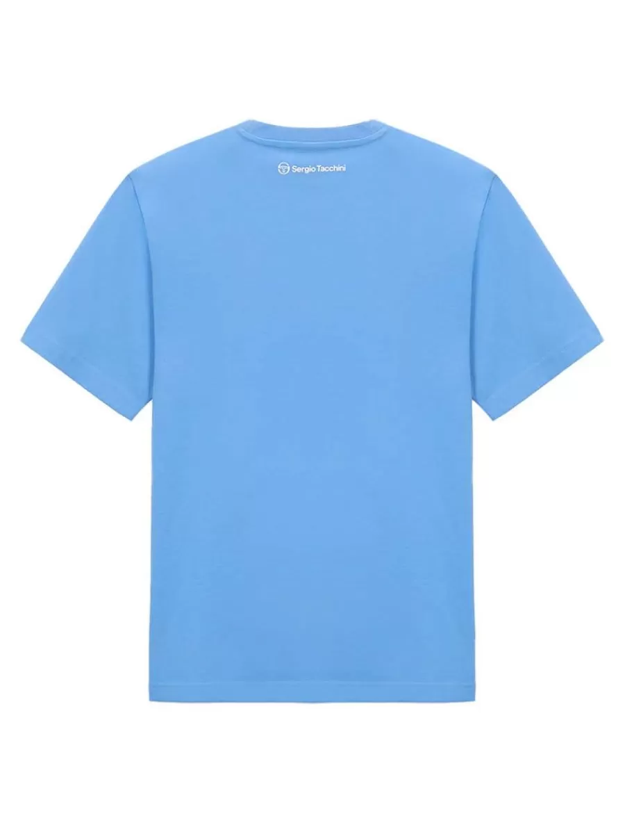Camiseta Clásica Sergio Tacchini Rally Mch - Azul Cielo para Hombre, Algodón Premium con Estilo Deportivo