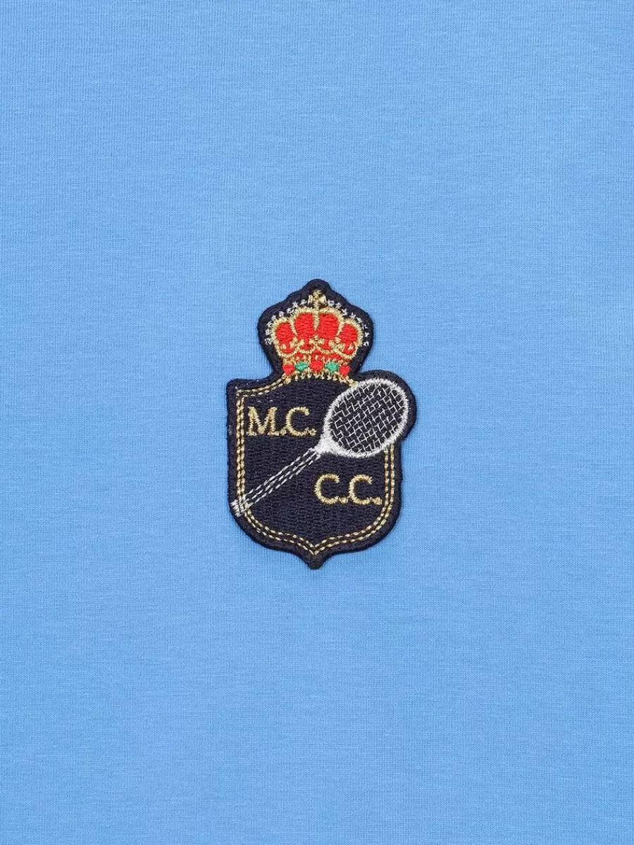 Camiseta Clásica Sergio Tacchini Rally Mch - Azul Cielo para Hombre, Algodón Premium con Estilo Deportivo