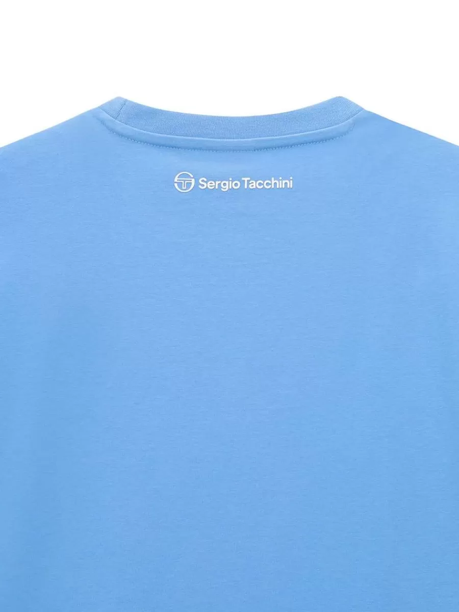 Camiseta Clásica Sergio Tacchini Rally Mch - Azul Cielo para Hombre, Algodón Premium con Estilo Deportivo