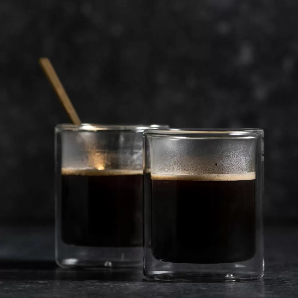 Juego de 2 Vasos de Pared en Cristal Transparente 12cl - Tazas Ideales para Té y Café - Colección CASA RELAX