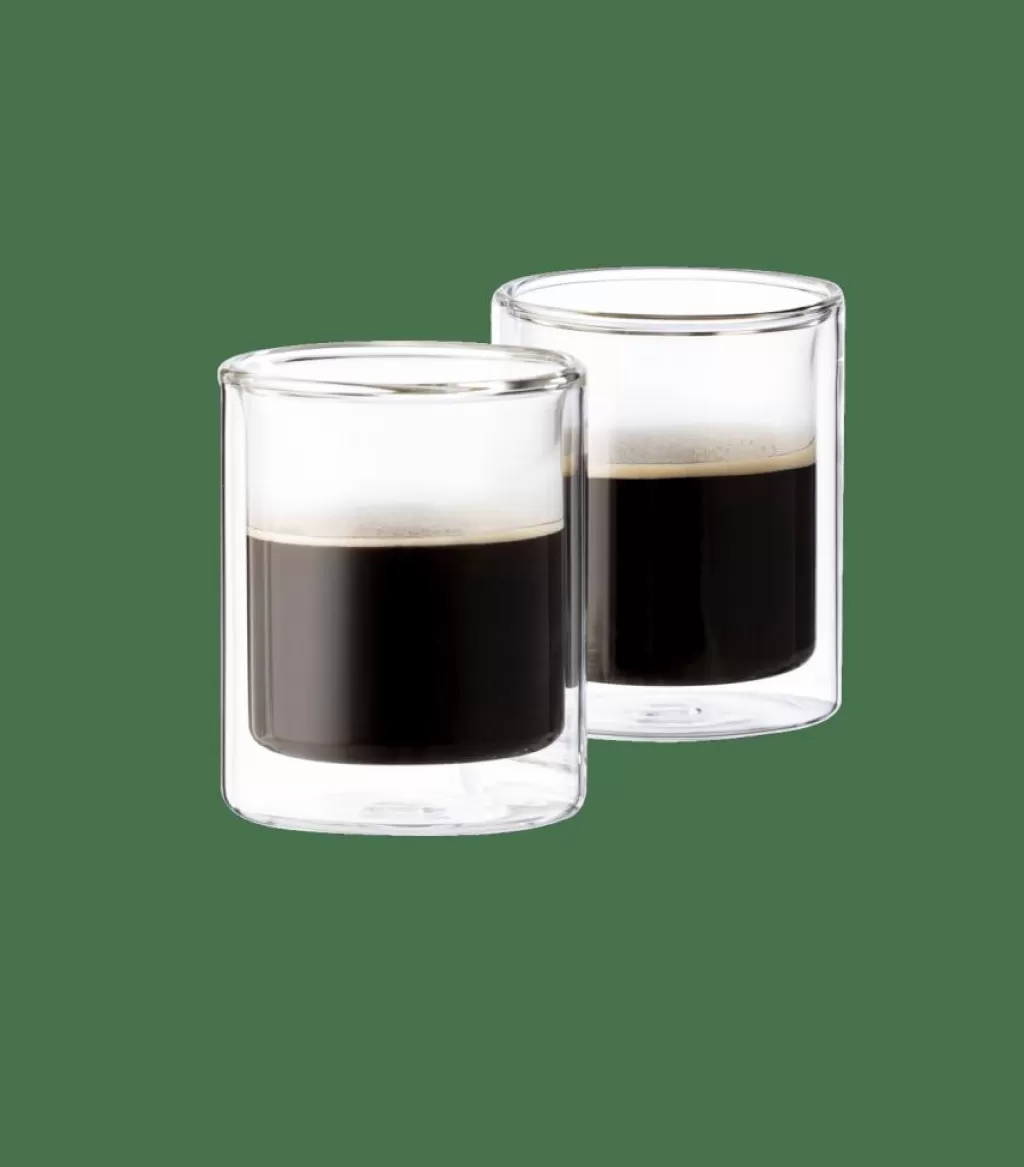 Juego de 2 Vasos de Pared en Cristal Transparente 12cl - Tazas Ideales para Té y Café - Colección CASA RELAX