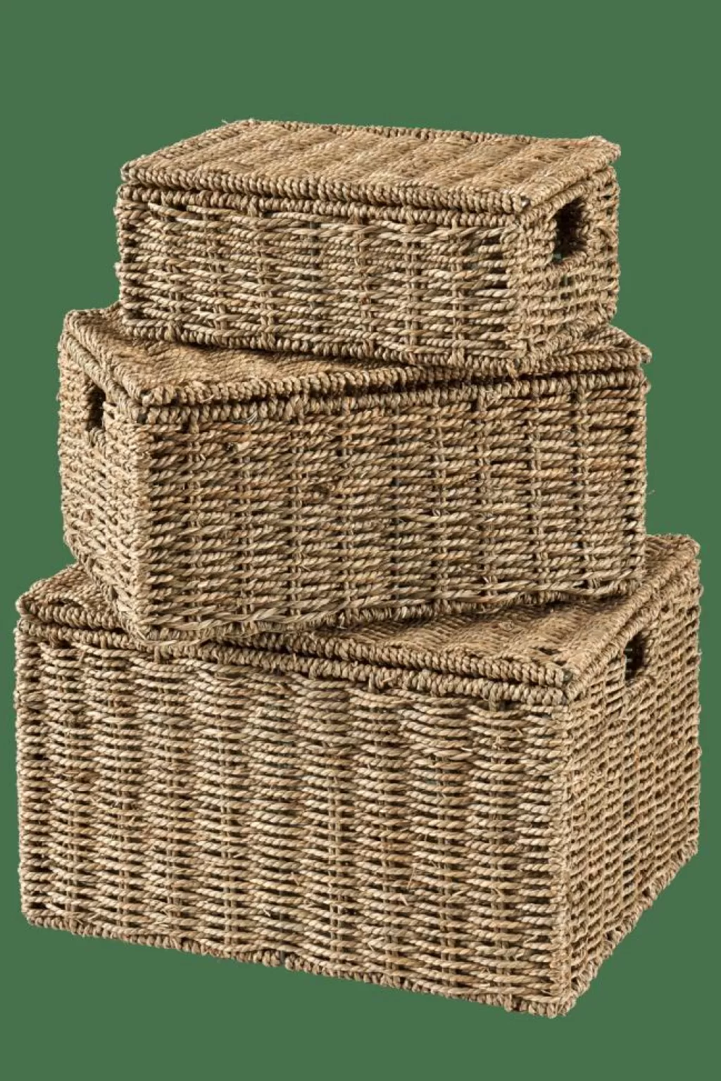 Cesto Organizador Mediano CASA SEAGRASS - Capacidad Multiusos con Tapa Tejida Artesanal, Diseño Natural para Almacenamiento en Hogar