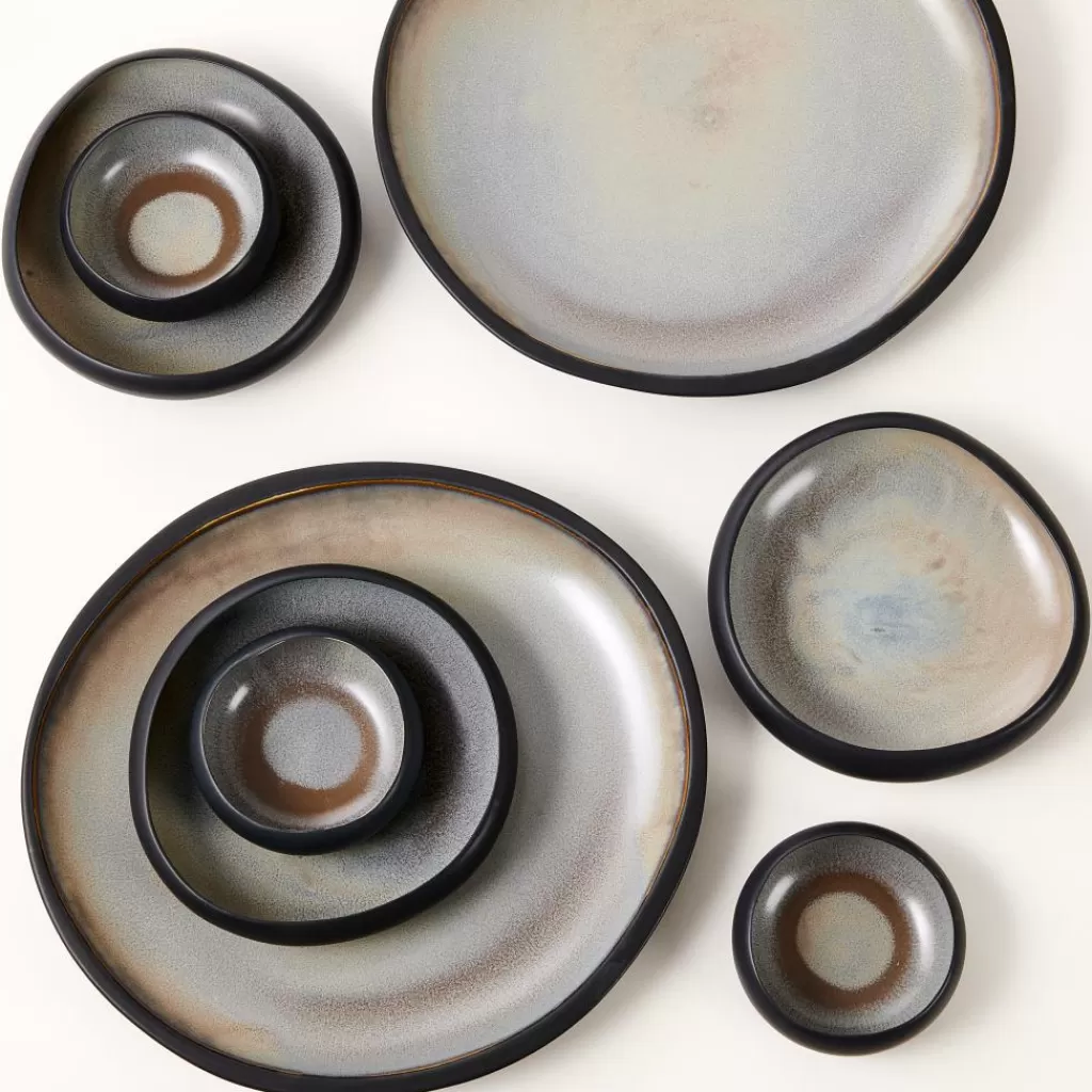 Platos de Pizarra Modernos CASA SLATE - Juego de Vajilla en Negro Intenso
